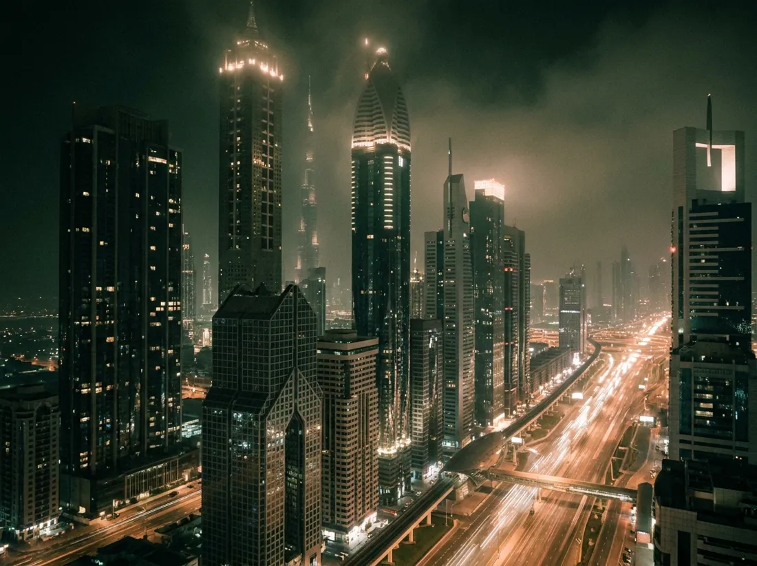 Dubai skyline at night
